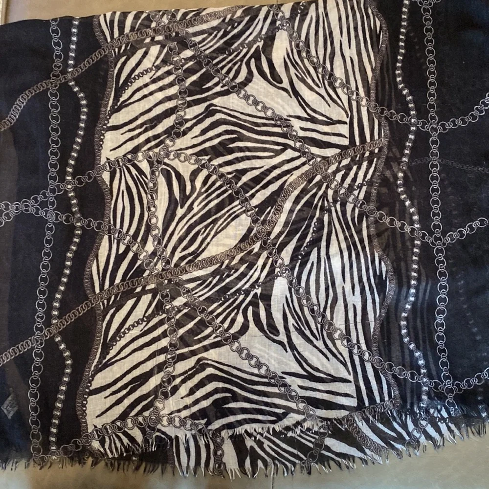 Zebra and Chain Print Lightweight Scarf or Wrap OS